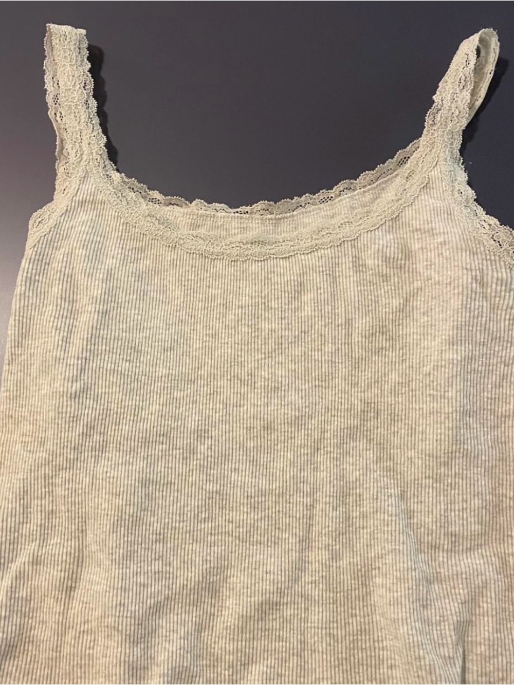 Brandy melville Ribbed Lace-Trim Camisole - Cream